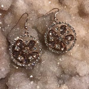 Crystal Flower Dangle Earrings